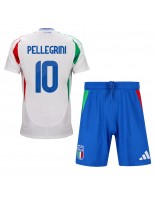 Italia Lorenzo Pellegrini #10 Vieraspaita Lasten EM-Kisat 2024 Lyhythihainen (+ shortsit)